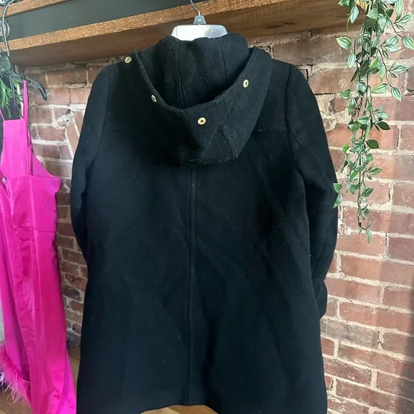 J. CREW Chateau Parka Wool Faux Fur Coat, Size 6 Black Stadium Cloth Nello Gori - Picture 6 of 10